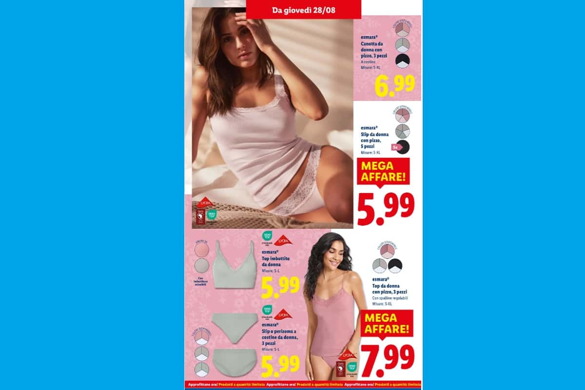 lingerie da donna in offerta da lidl