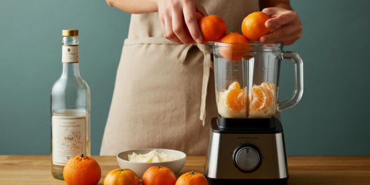 Aceto e mandarino in frullatore