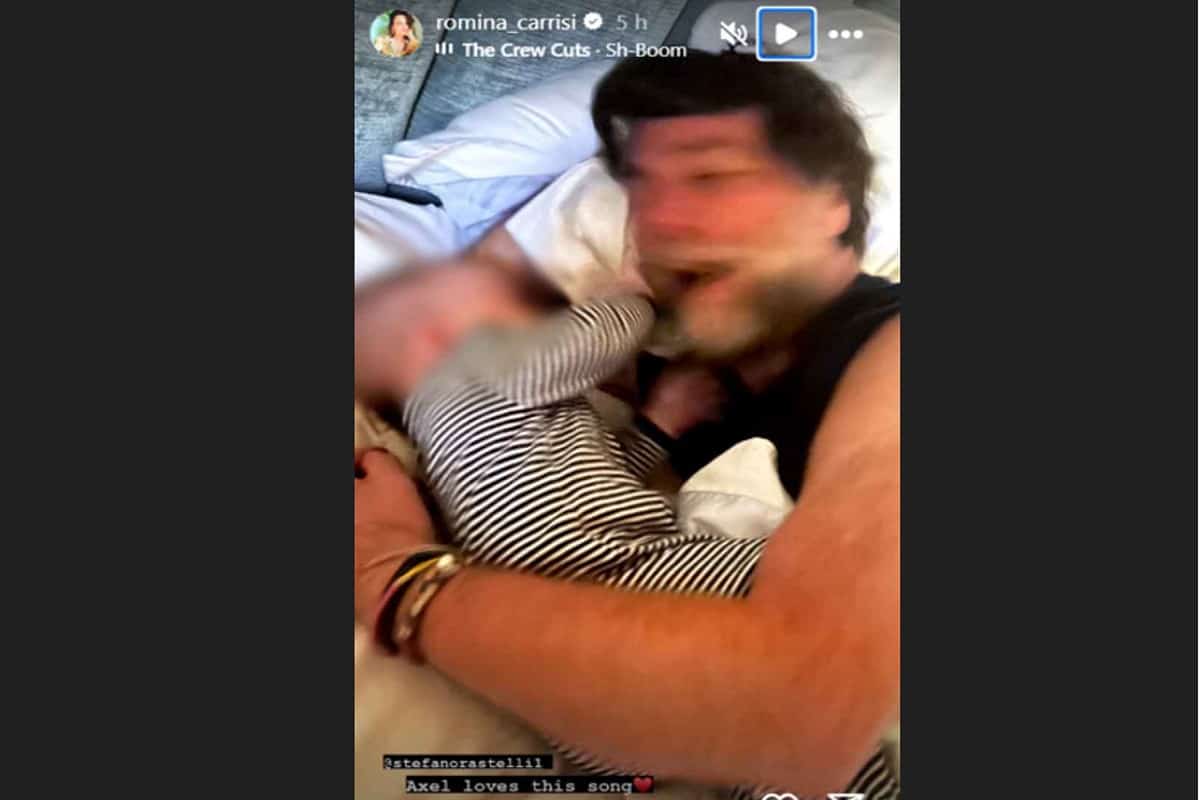 romina carrisi e la foto privata del compagno e del figlio