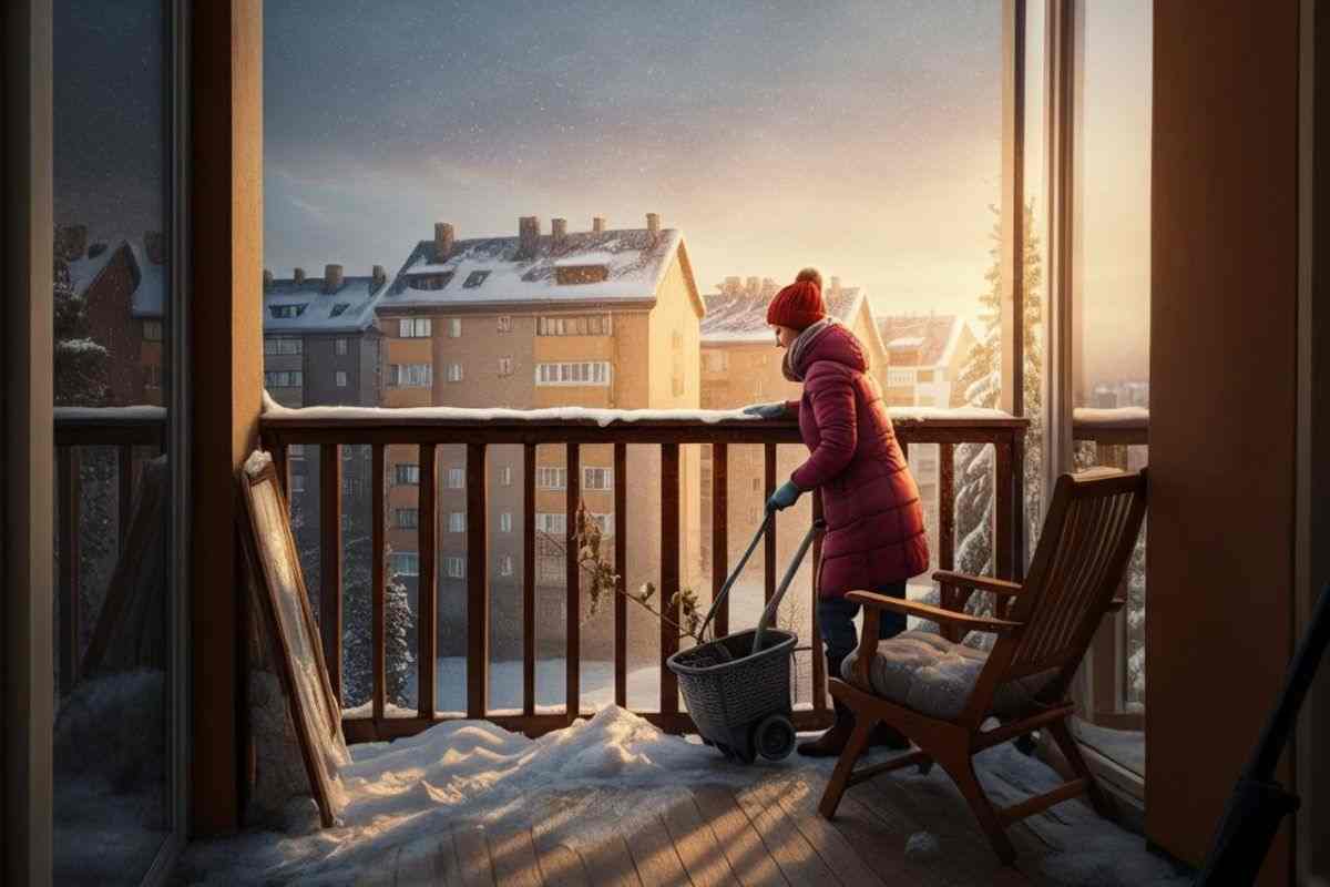 Cura il balcone in inverno