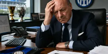 Marotta preoccupato, immagine creata con intelligenza artificiale