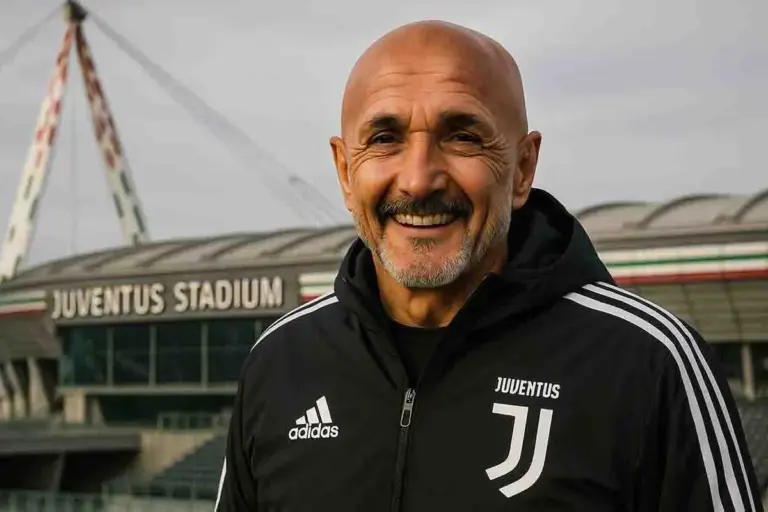 Spalletti sorridente davanti allo Stadium