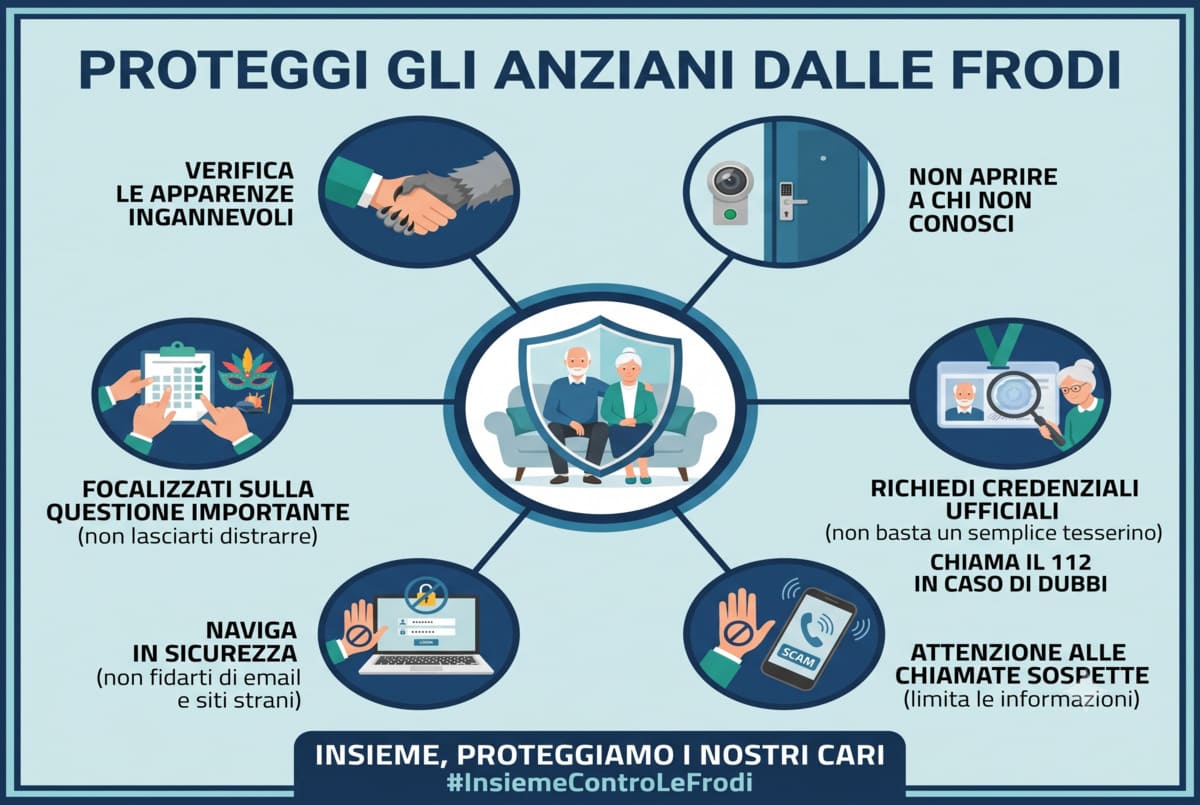 Una infografica che descrive come proteggersi dalle truffe, con tutti i consigli su cosa fare e cosa non fare