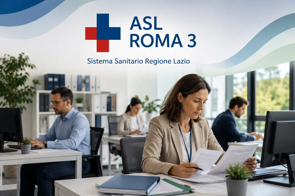 Assistenti amministrativi ASL Roma 3 mentre lavorano in ufficio