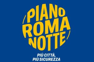 Presentazione del progetto "Piano Roma Notte", in giallo su sfondo blu