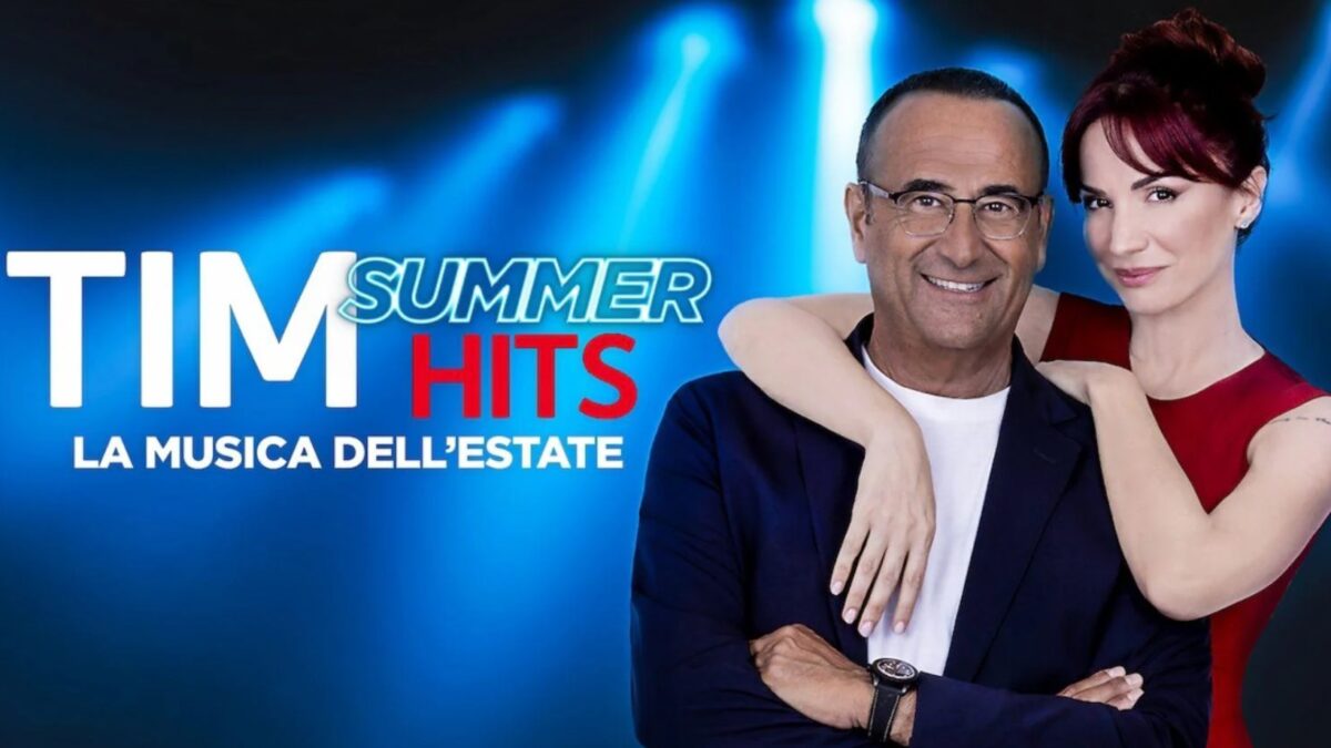 Locandina del TIM Summer Hits – La Musica dell'Estate con i due conduttori dello show televisivo