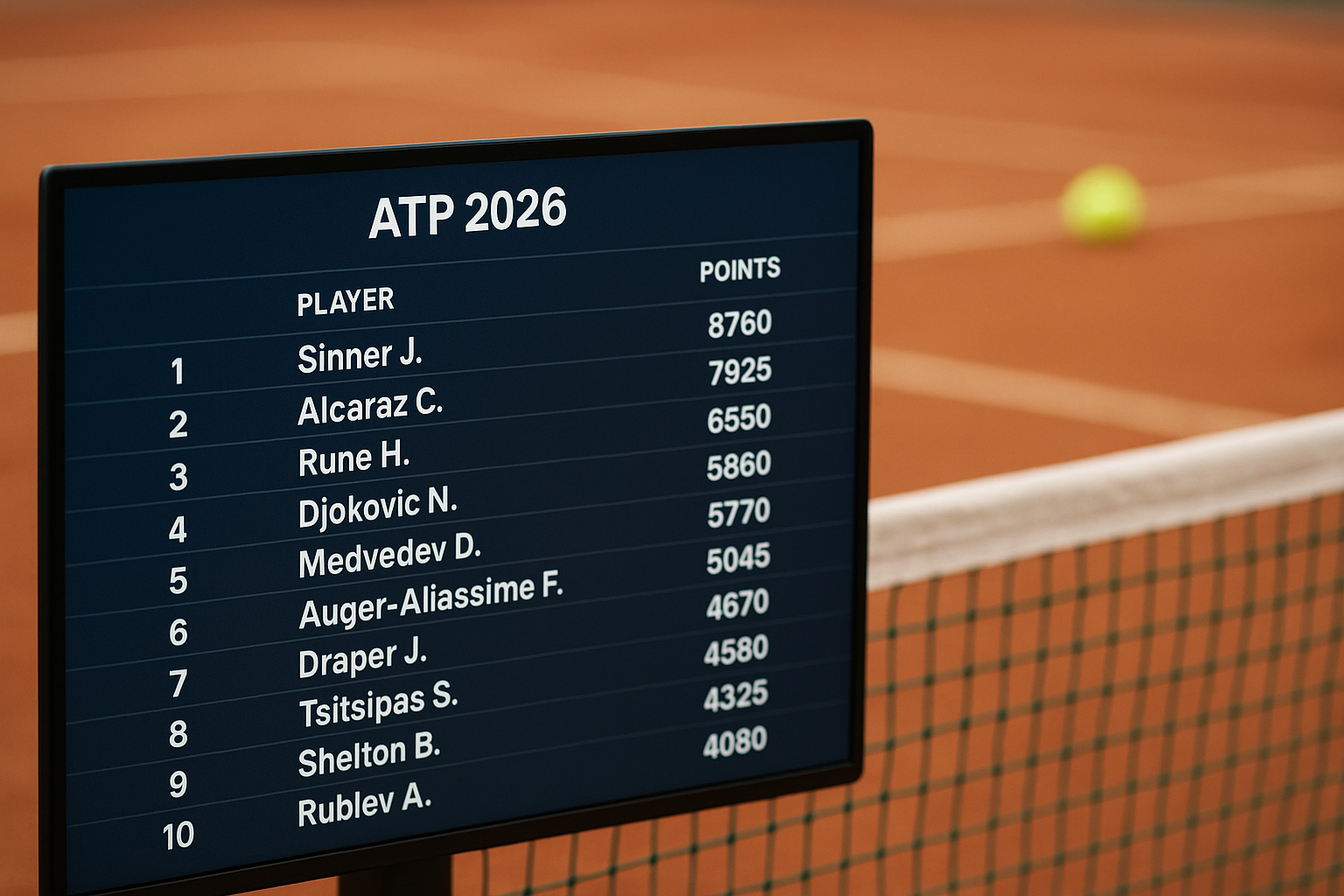 Classifica ATP 2026: chi domina il tennis mondiale (2)