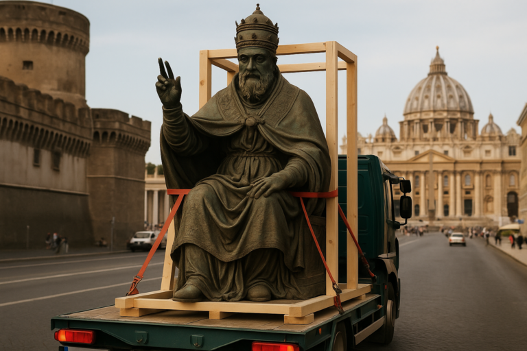 Mostra 'Roma in moneta': statua di papa Bonifacio VIII in prestito da Bologna